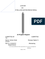 A Study ON Export of Tea and Lentis From Nepal