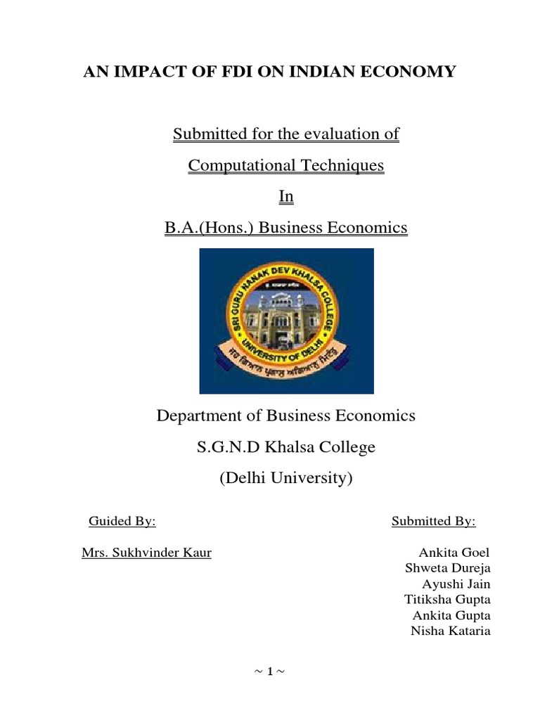 Impact of FDI on India's Economy | PDF | Foreign Direct Investment ...