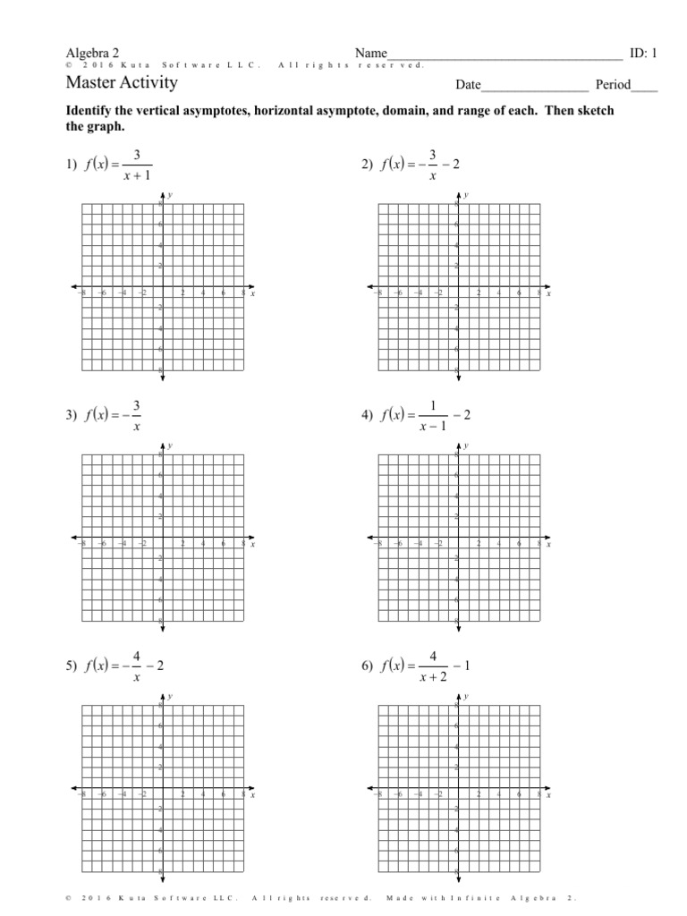 Graphing Rational Functions Master Activity PDF Intended For Graphing Rational Functions Worksheet