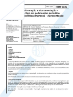 ABNT NBR 6022 - Informação e Documentação - Artigo Em Publicação Periódica Científica Impressa