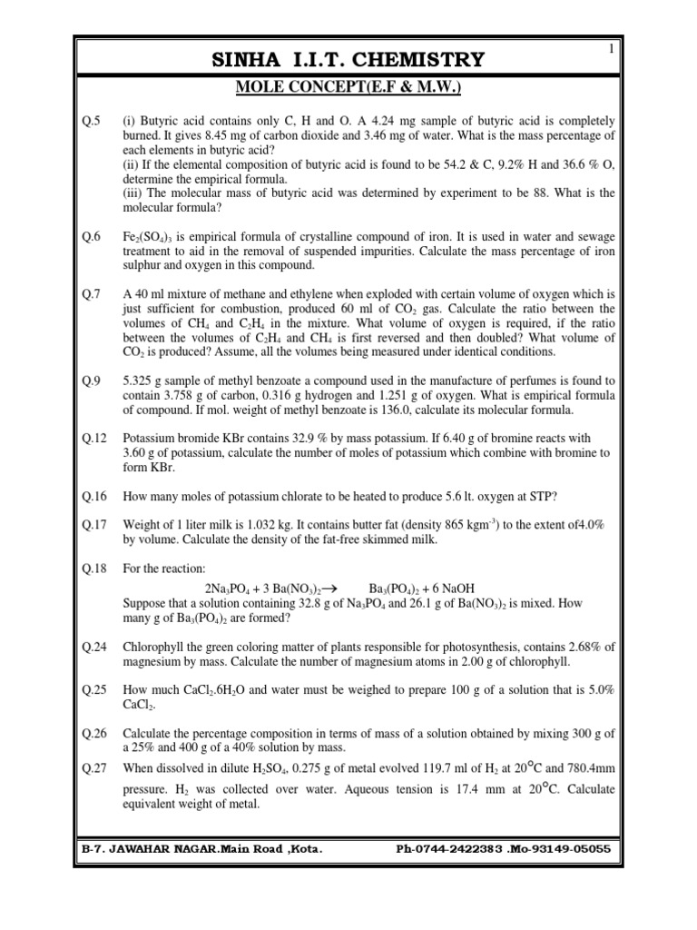 Printables Mole Concept Worksheet collection of mole fraction worksheet bloggakuten concept davezan