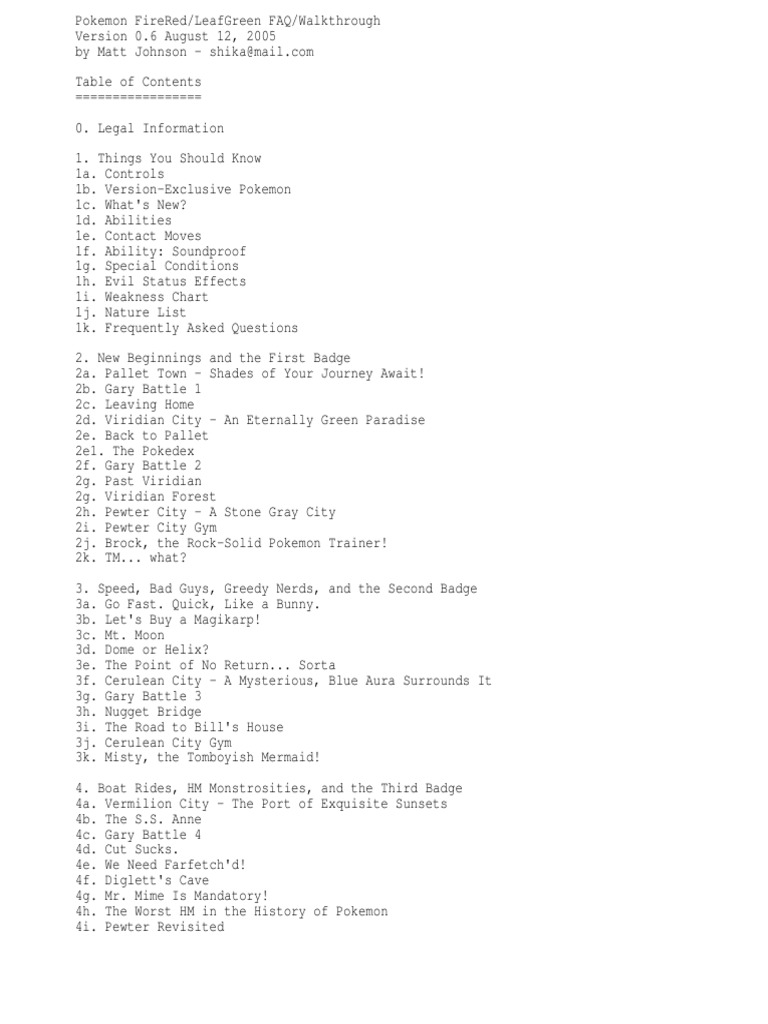 Pokemon FireRed/LeafGreen Walkthrough - PokeDream