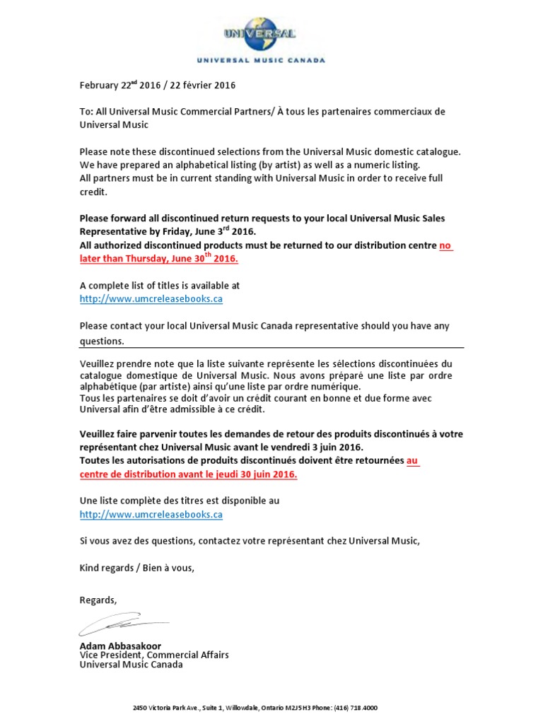 Discontinued Lists With Letter - February 2016 | PDF | Artiste | Groupes de  musique