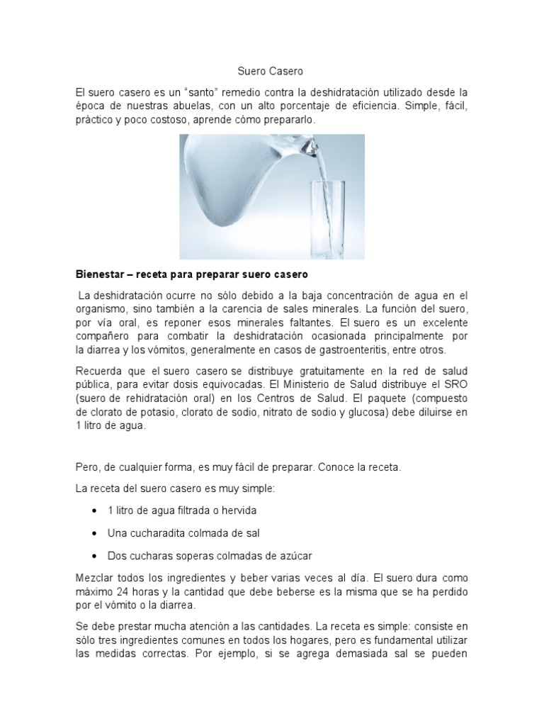 Suero Casero | PDF | Deshidración | Diarrea
