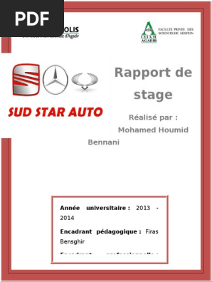 Rapport De Stage Star Auto Pdf Sodles Comptabilite