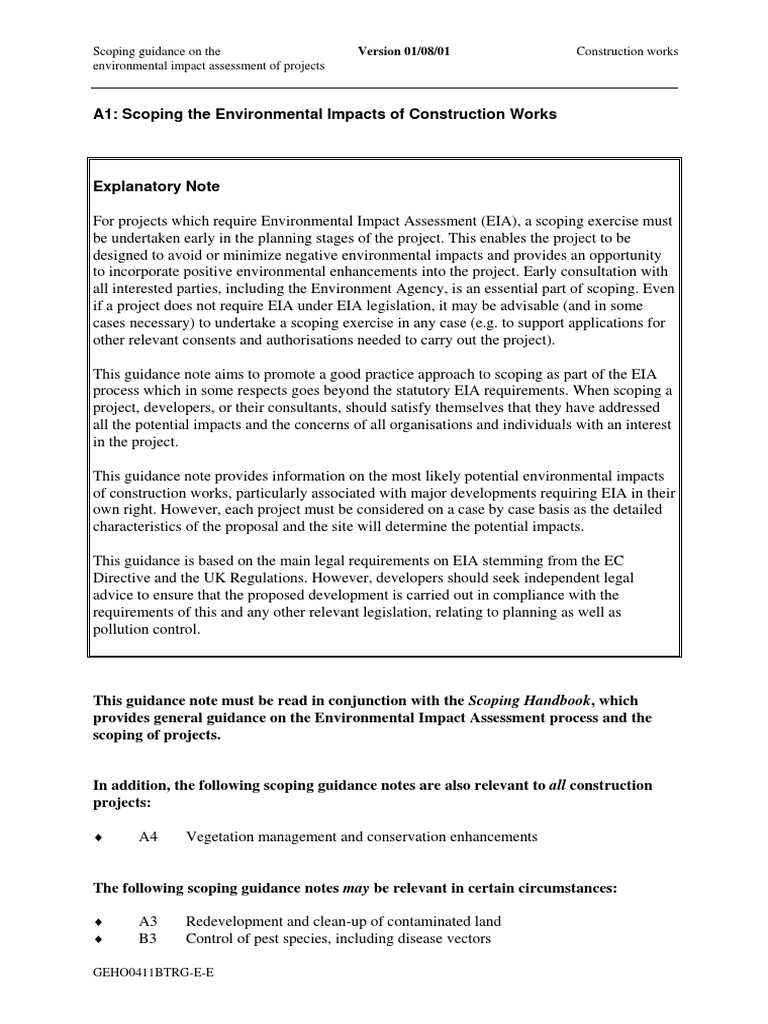 EIA Scoping Guide for Developers | PDF | Environmental Impact ...