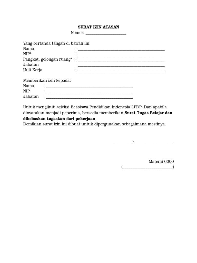Surat Izin Atasan