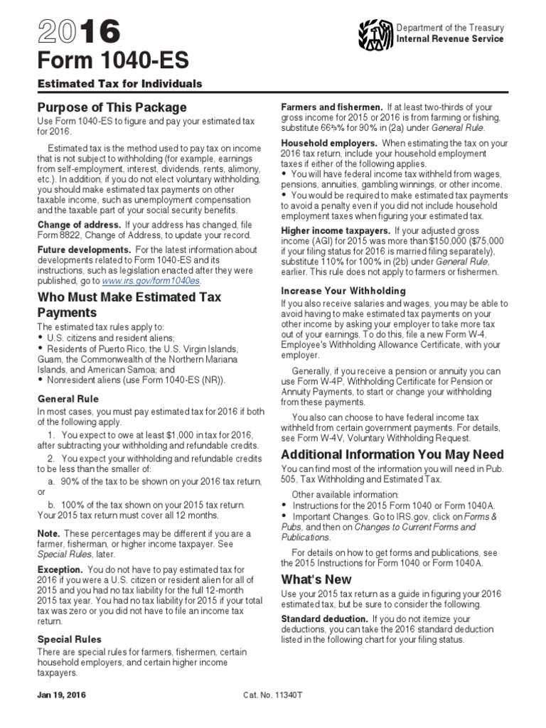 2016 Estimated Tax Payment Guide | PDF | Personal Exemption (United ...