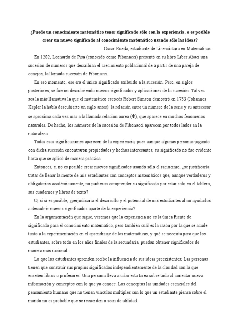 ¿Puede un conocimiento matemático tener significado sólo