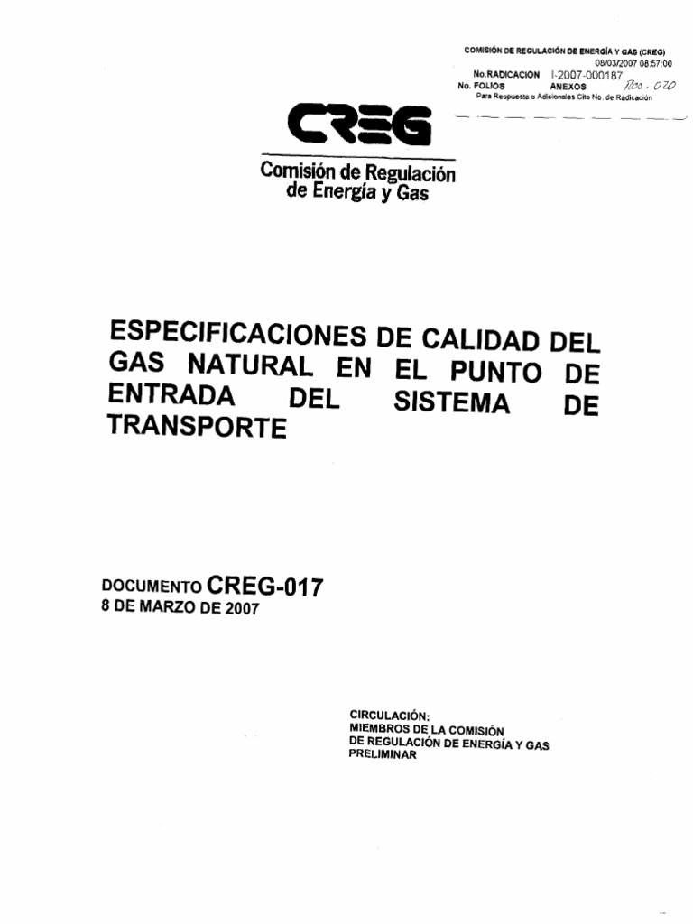 Calidad del Gas Natural en Transporte | PDF