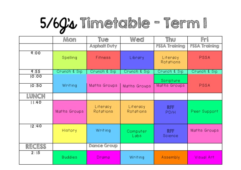 56j Timetable Term 1 | PDF
