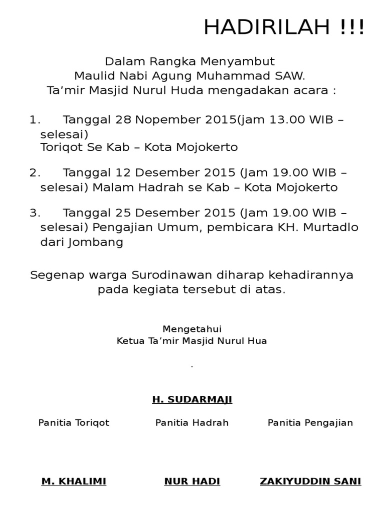44 Contoh Undangan Pengajian Maulid Gratis Terbaru