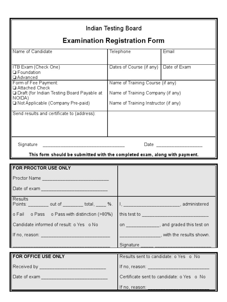 Itbcandidateexamform | PDF