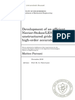 Development of an efficient Navier-Stokes/LES solver on unstructured grids for high-order accurate schemes