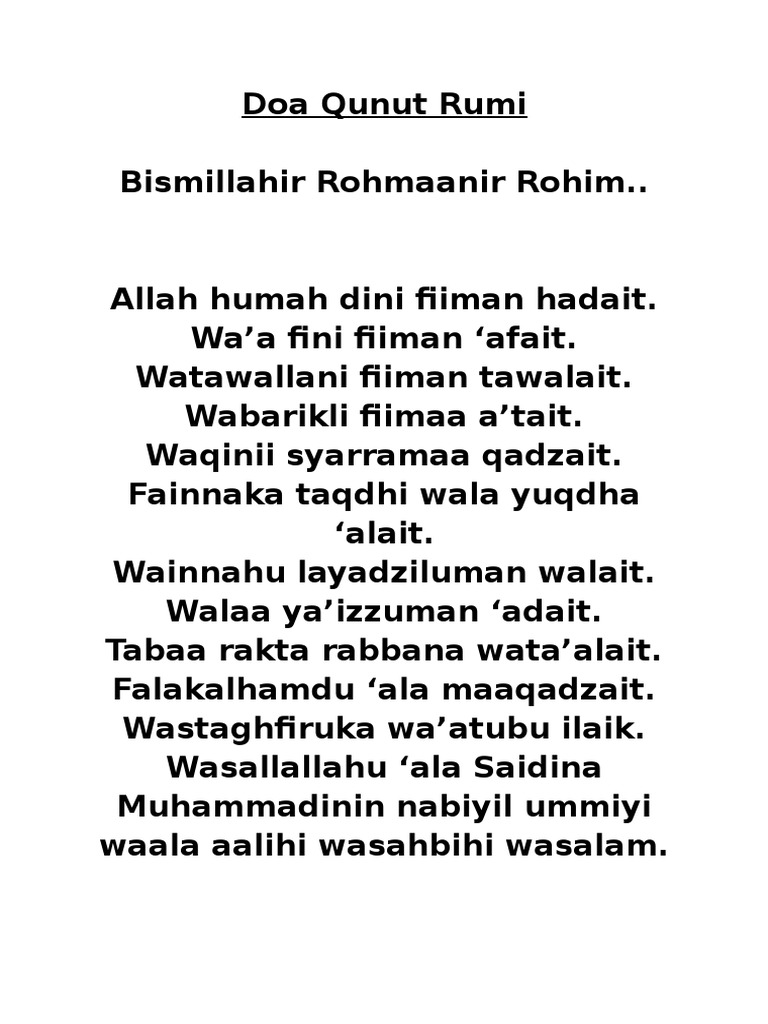 Doa Qunut Rumi Pdf