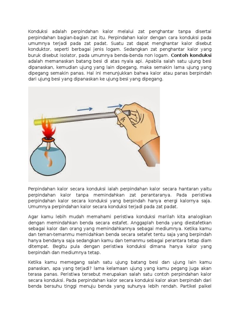 Konduksi Adalah Perpindahan Kalor Melalui Zat Penghantar Tanpa Disertai Perpindahan Bagian