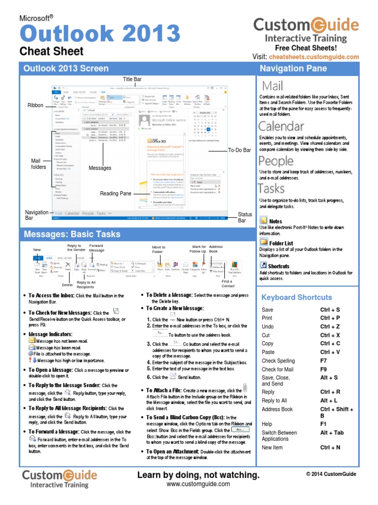 outlook-2013-cheat-sheet.pdf | Email | System Software
