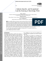Firm-Specific Industry-Specific and Occupational Human Capital and The Sourcing of Knowledge Work