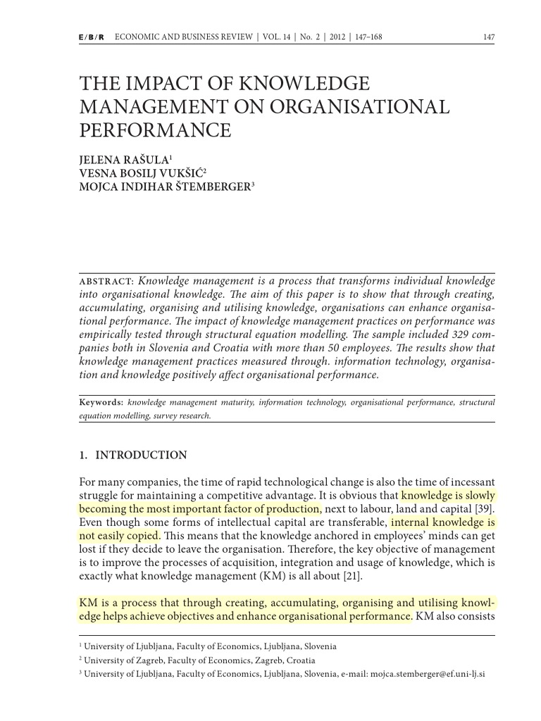 The Impact of Knowledge Management On Organisational Performance | PDF ...