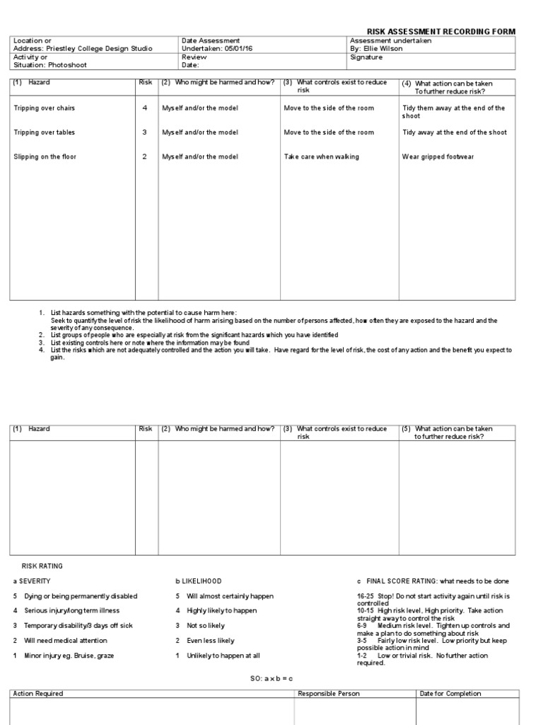 Risk Assessment Badminton