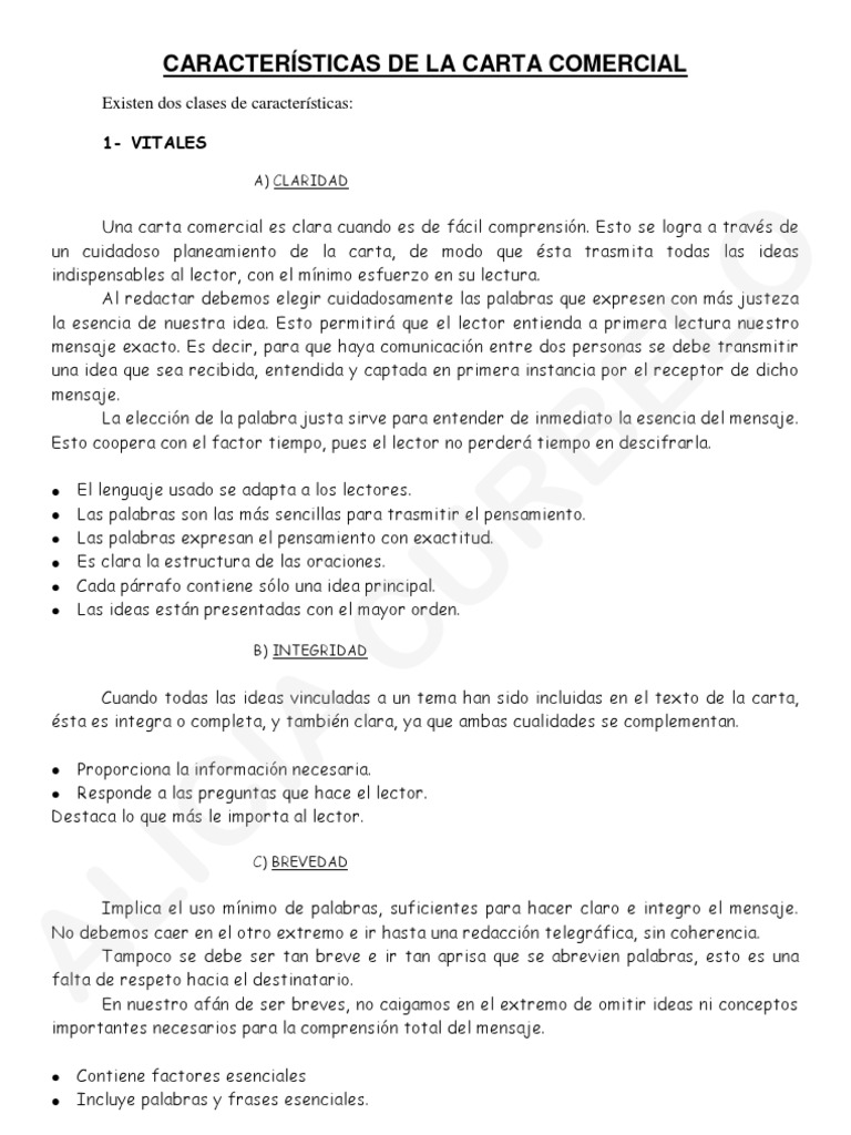 Caracteristicas De La Carta Comercial Science Ciencia Filosofica