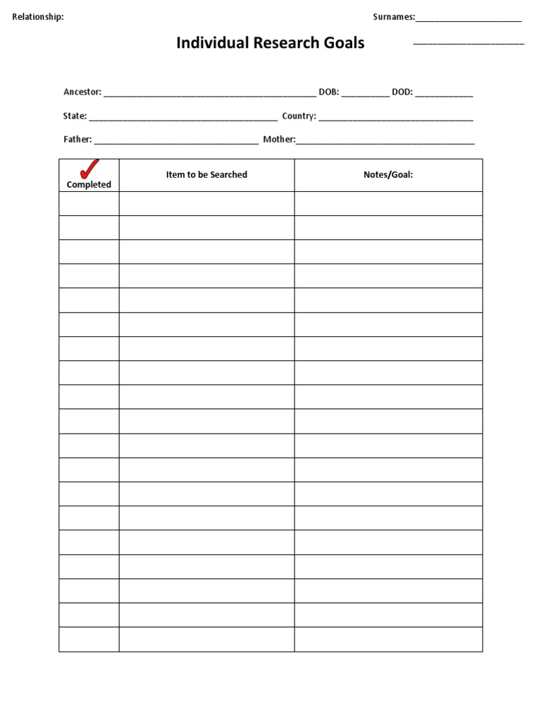 Individual Research Goals Template | PDF | Social Science | Wellness