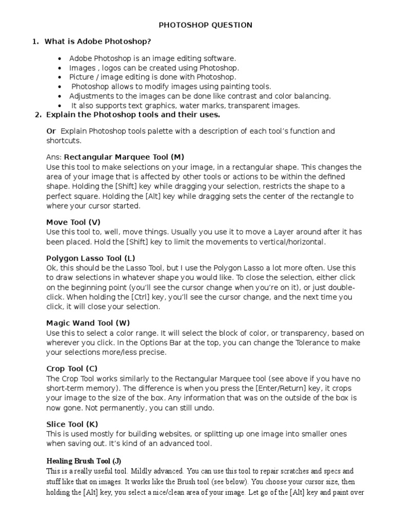 Question with Answer Adobe Graphic Design