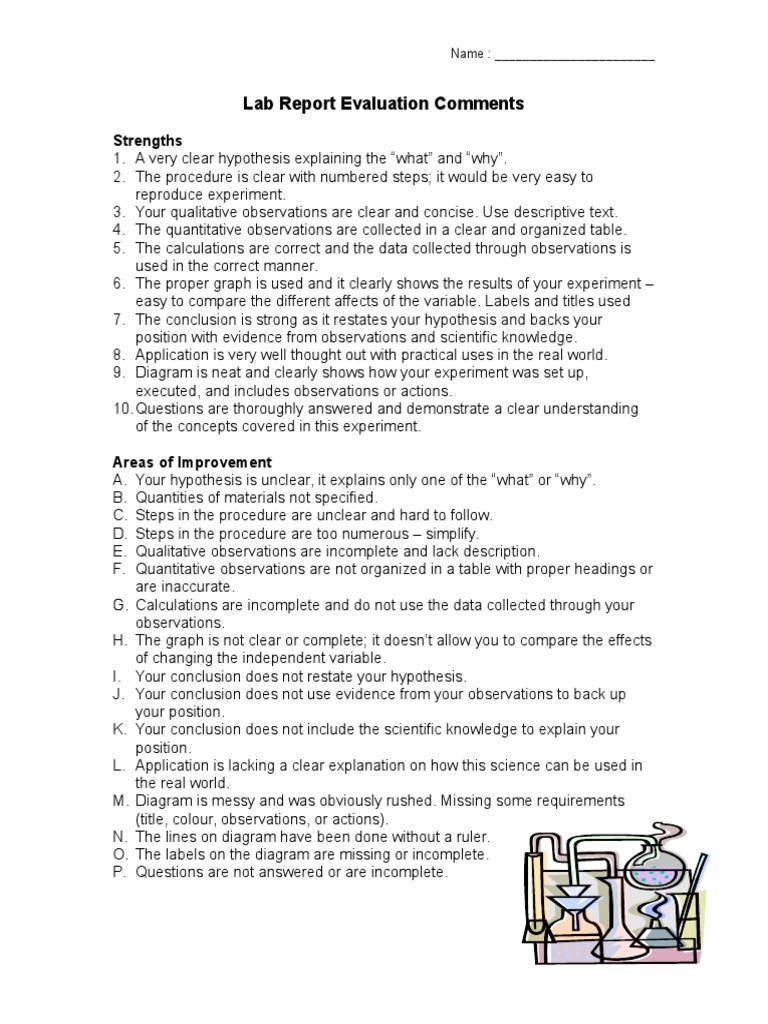 lab report evaluation Scientific Method Observation