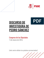 Discurso de Investidura de Pedro Sanchez.