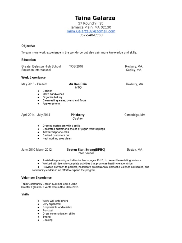 Taina Galarza's Work Experience Summary | PDF | Career & Growth | Wellness