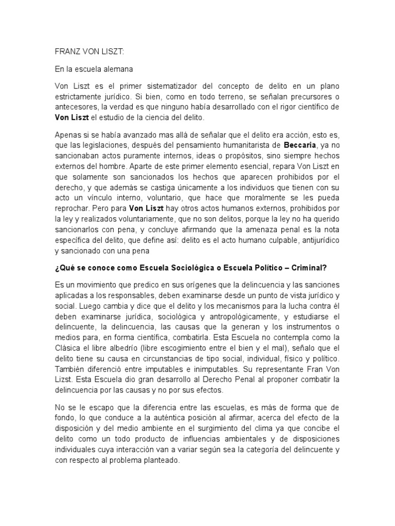 Franz Von Liszt Pdf Delito Derecho Penal