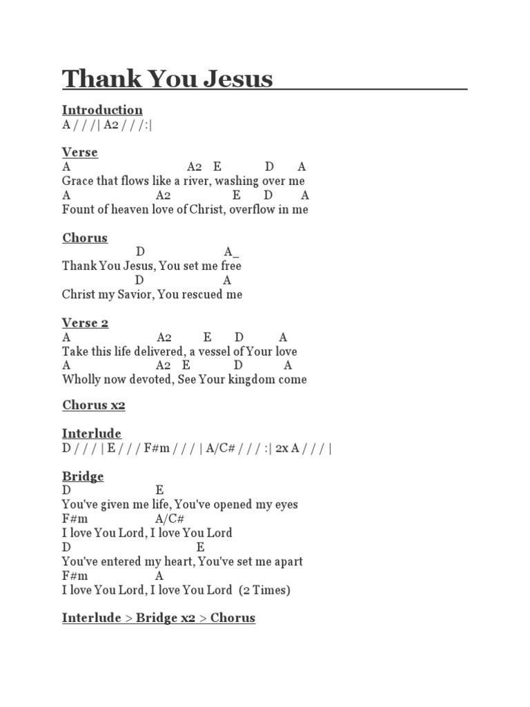 Thank You Jesus Chords
