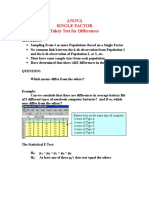 ANOVA-Single Factor - Tukey Test For Differences