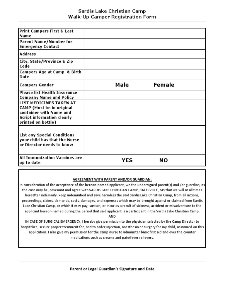 Sardis Lake Camp Walk-Up Registration | PDF | Law