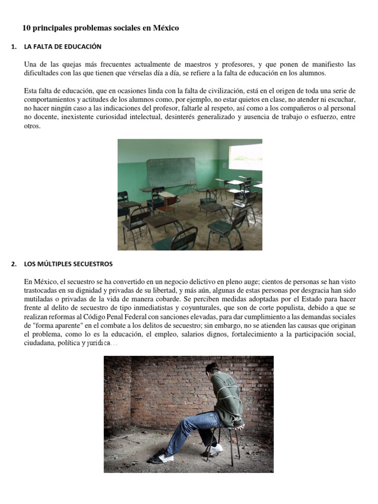 10 Principales Problemas Sociales en México | PDF | Thriller y crimen