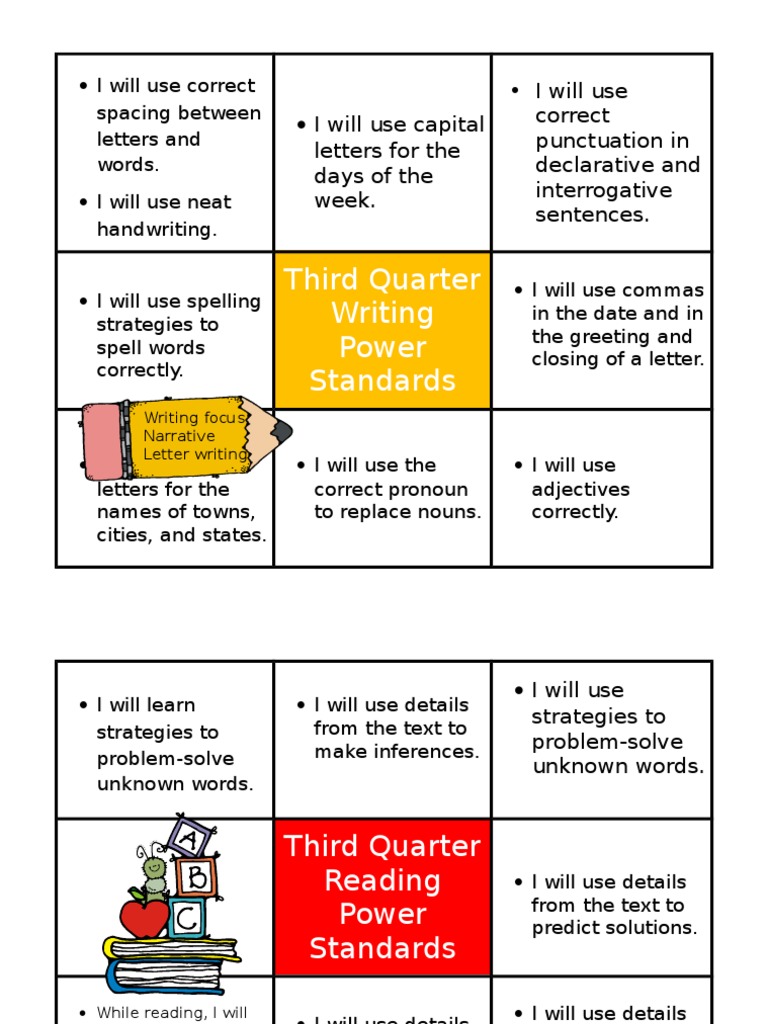 3 Quarter Power Standards 12-13 2nd Grade | PDF | Language Arts ...