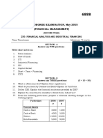 M.B.A. Degree Examination, May 2015 (Financial Management) : 230: Financial Analysis and Industrial Financing