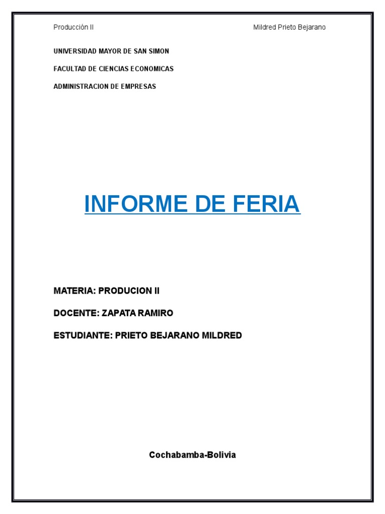 Produccion2 Informe de Feria | PDF | sal | Leche