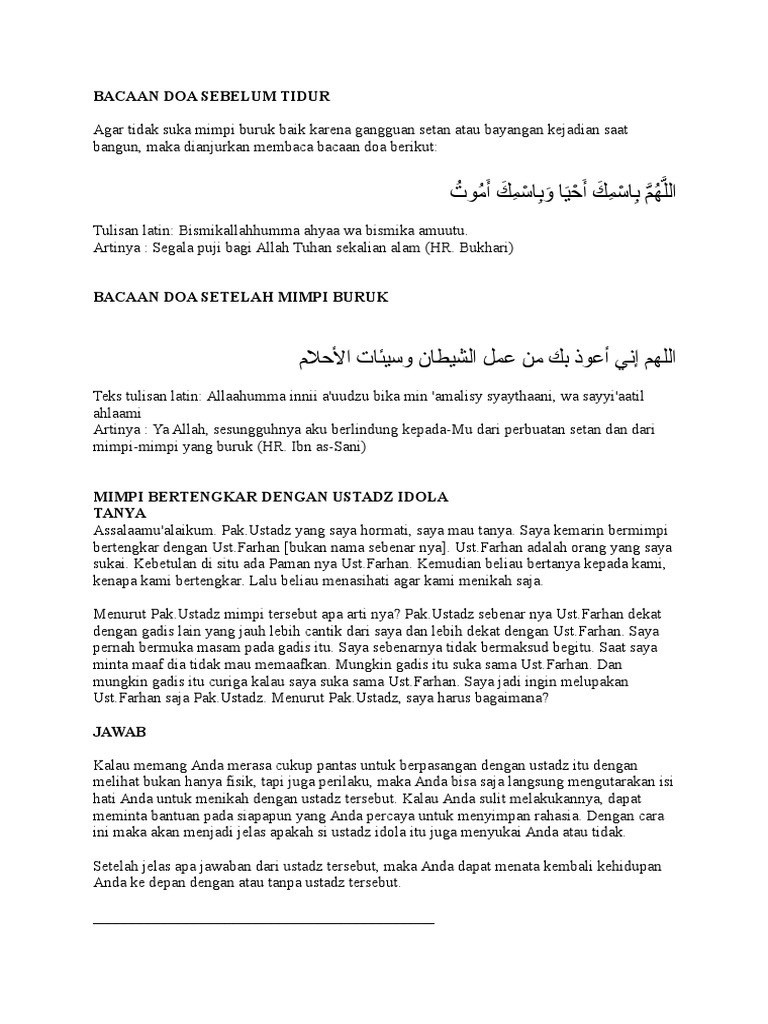 Bacaan Doa Sebelum Tidur Pdf