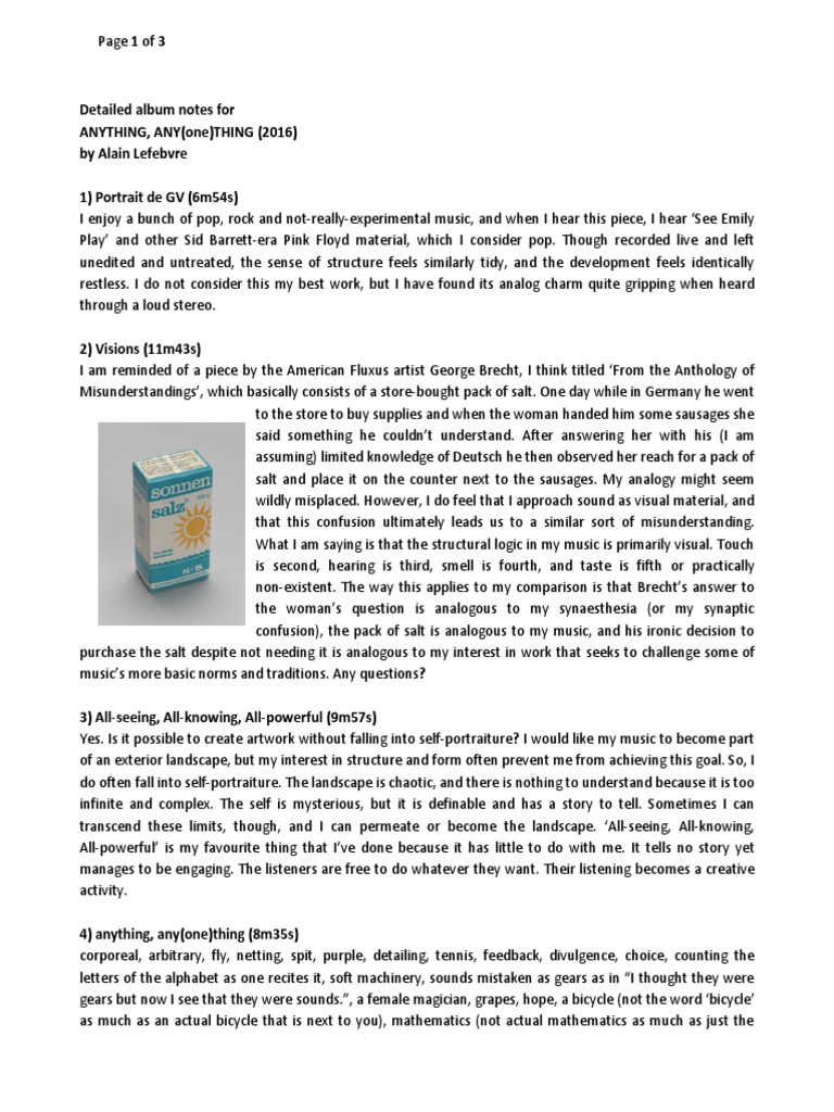 Detailed Album Notes PDF | PDF