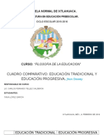 Cuadro Comparativo - Educación Tradicional y Educación Progresiva