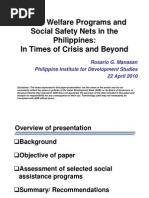 Download Social Welfare Programs and Social Safety Nets in the Philippines In Times of Crisis and Beyond by Asian Development Bank SN30155750 doc pdf