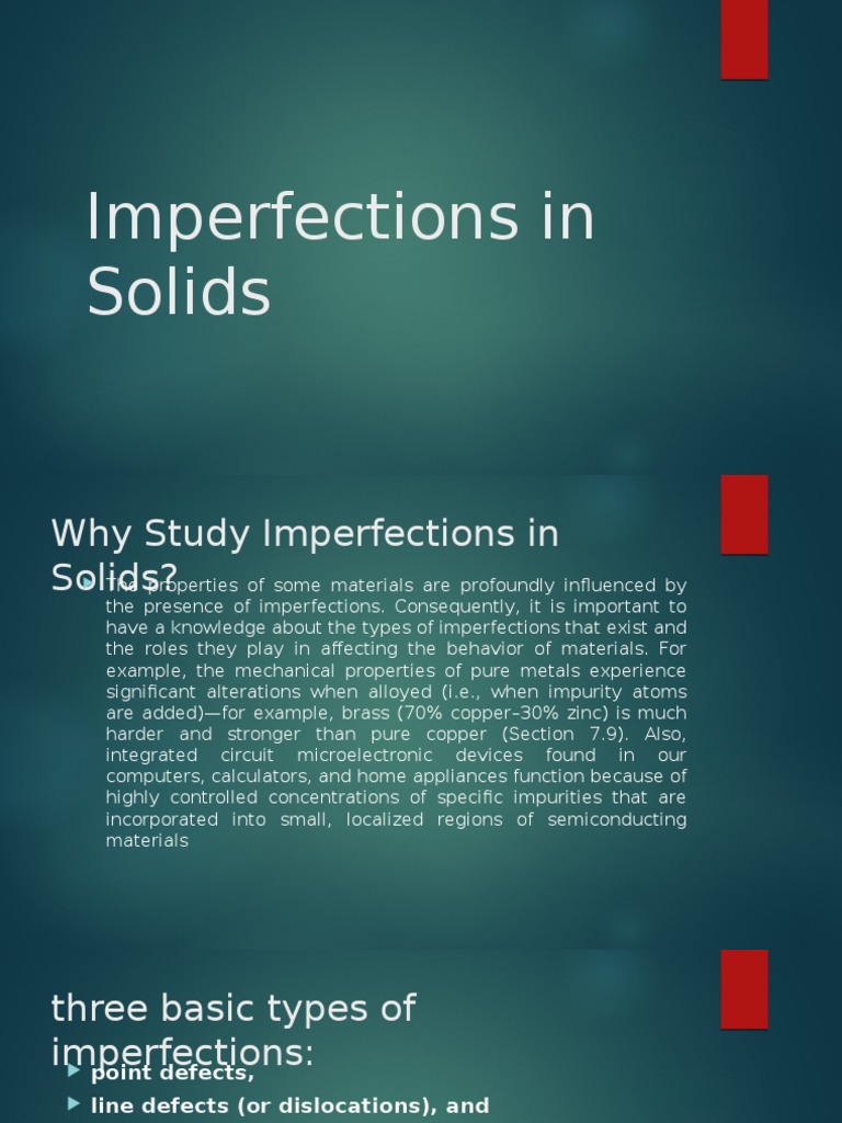 Types of Imperfections in Solids | PDF | Dislocation | Crystal Structure