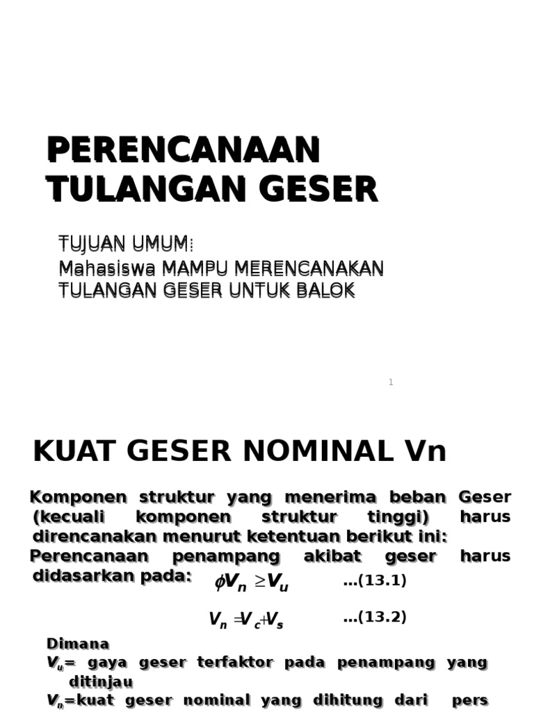 Perencanaan Tulangan Geser
