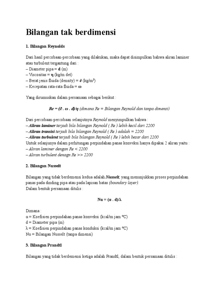 Bilangan Tak Berdimensi