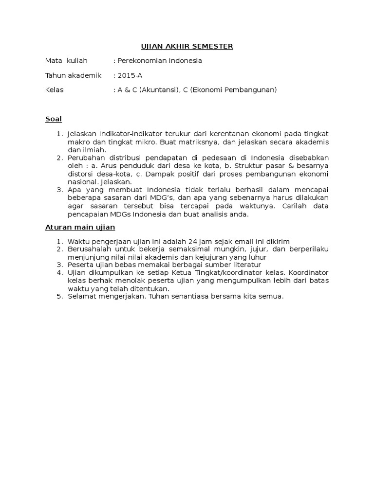 Uas Perekonomian Indonesia