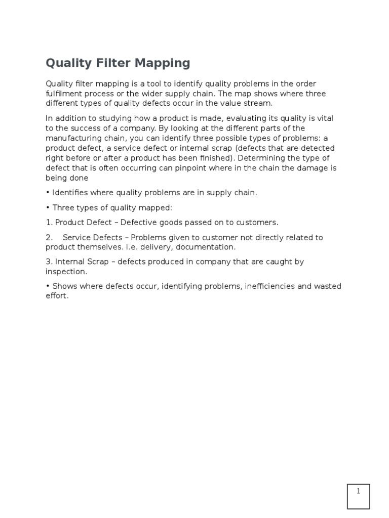 Quality Filter Mapping for Defect Types | PDF | Computers | Technology ...