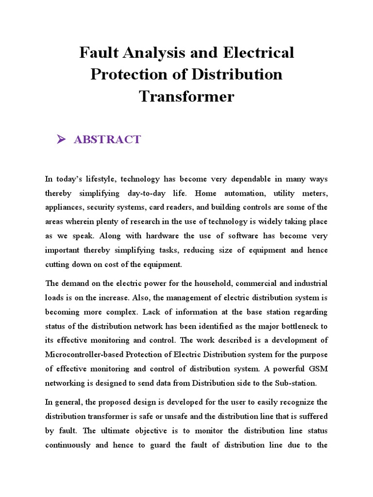 Transformer Fault Analysis & Protection System | PDF | Electric Power ...