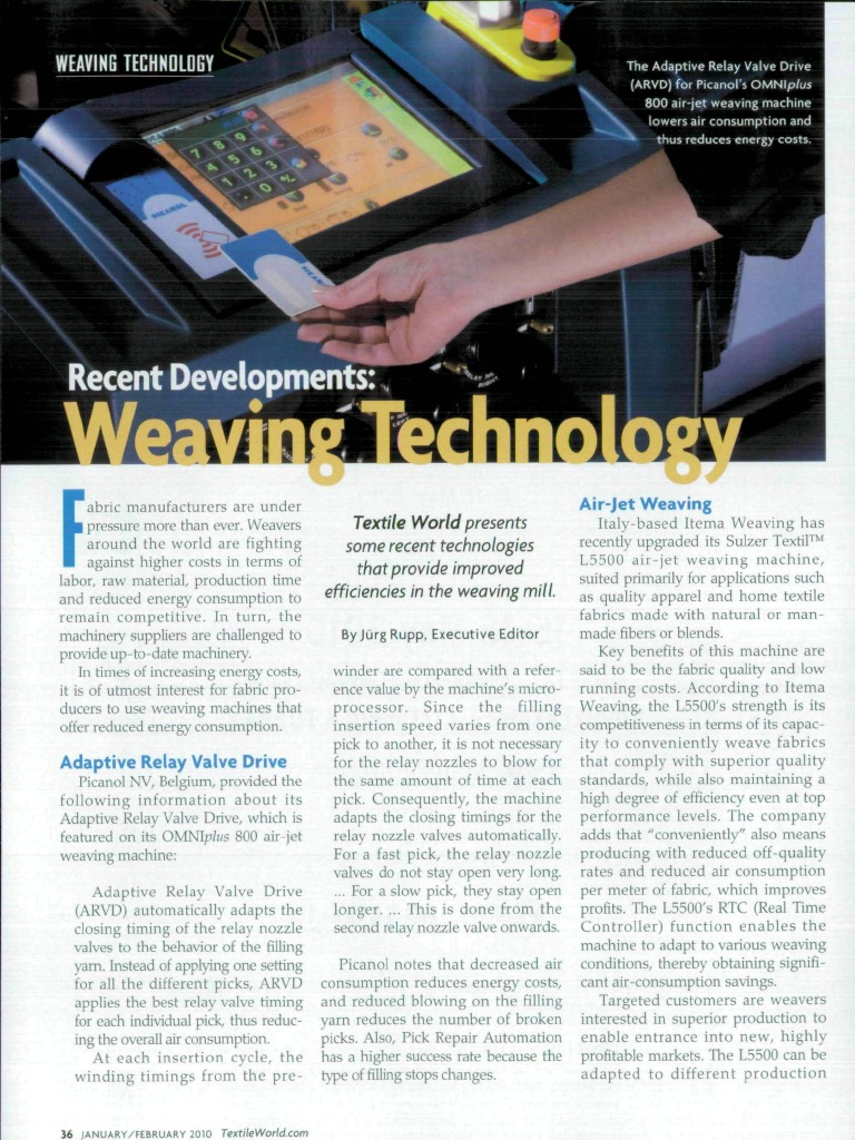 Recent Developments in Weaving Technology | PDF | Weaving | Yarn