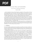 Recursion Theory and Undecidability: Lecture Notes For CSCI 303 by David Kempe March 26, 2008